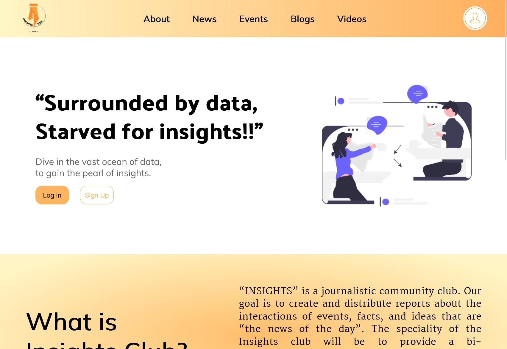 cover image for project Insights club - home page